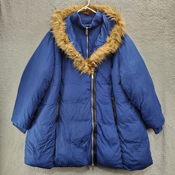 Roaman's Double-Layer Puffer Coat Women's Plus Size 4X 34/36 Evening Blue - Picture 1 of 14